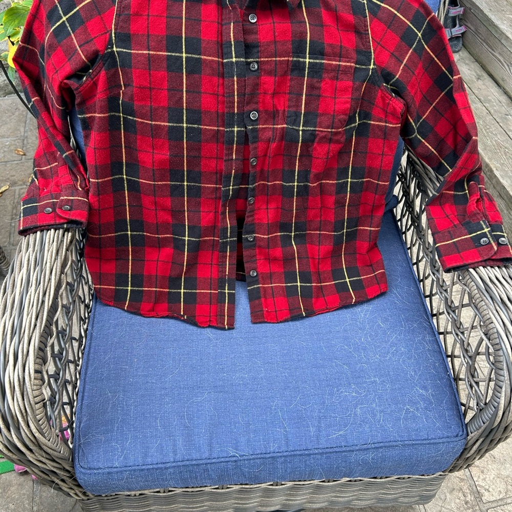 L.L. Bean Women's Plaid Button Down Shirt - Red, Black, Yellow